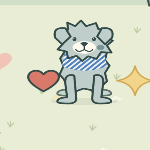 The PeekyPup puppy, a little grey pup in a blue striped harness