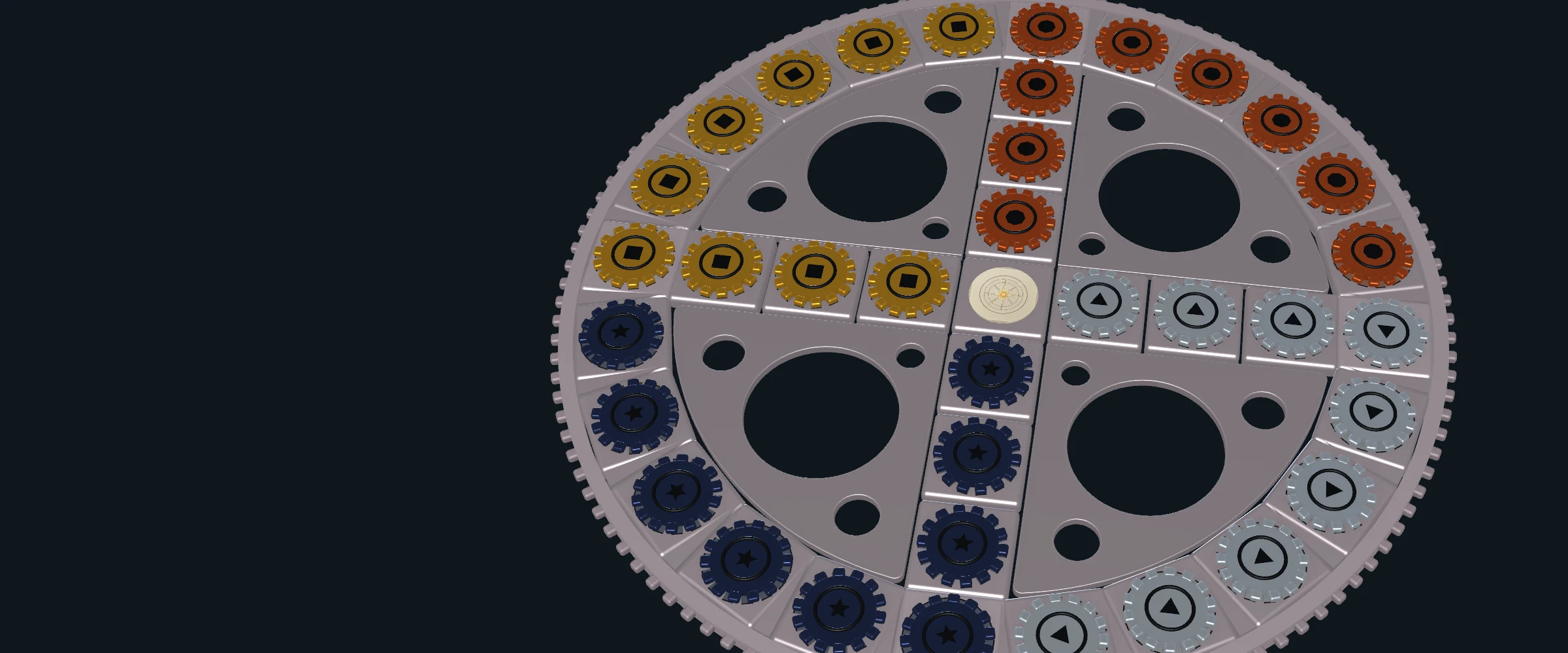 The Roselathe mechanism at full difficulty: rose-toned machined plates, the rim of gears inside a toothed outer ring, and a pierced web between the four crossed spokes