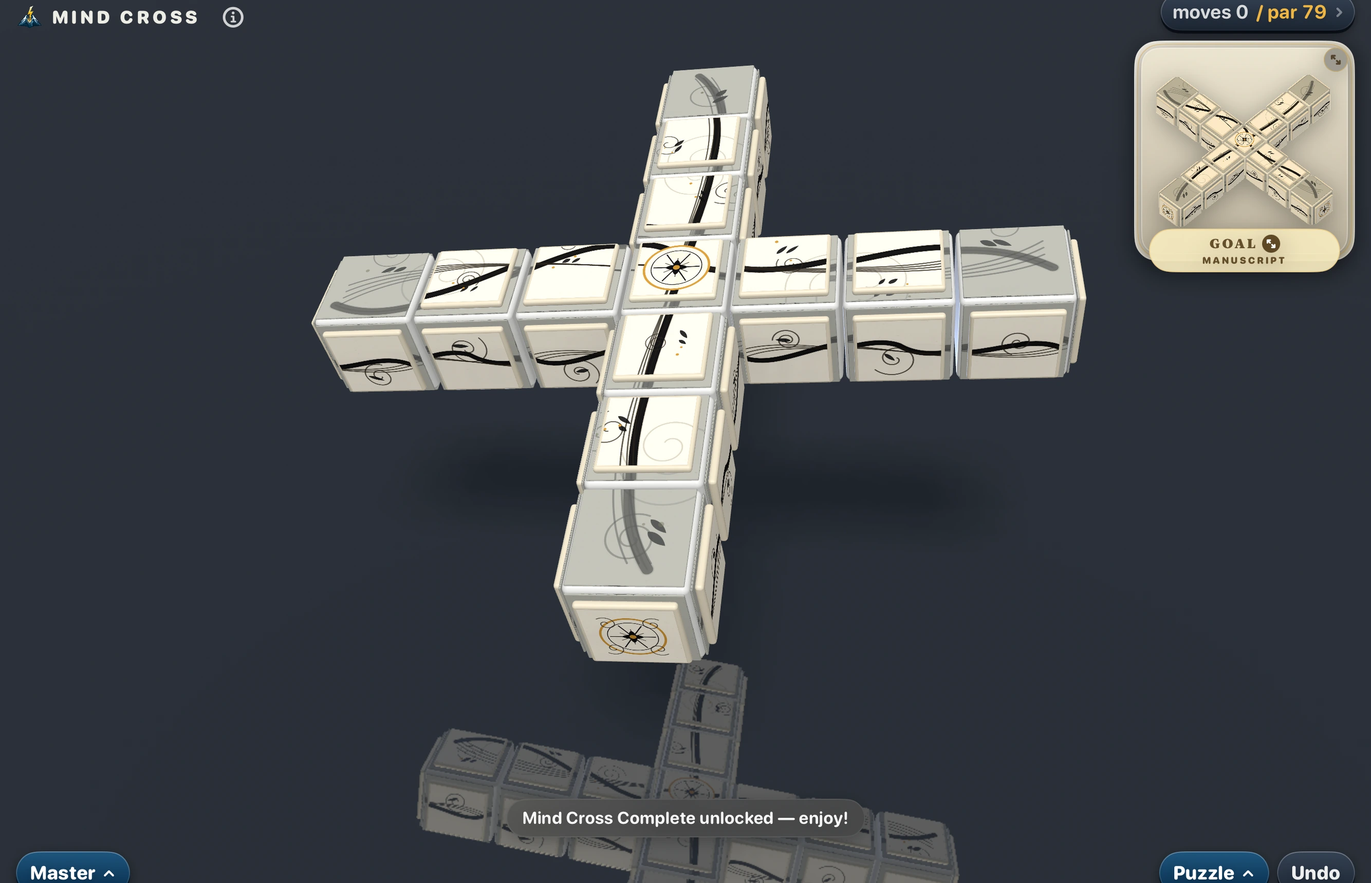 Mind Cross restored Manuscript puzzle hero