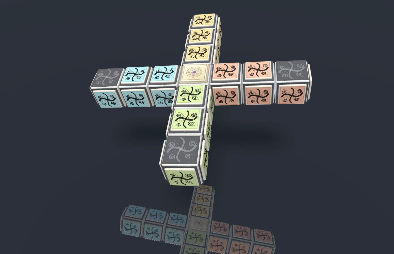 Close view of the four-color Hard Mind Cross board