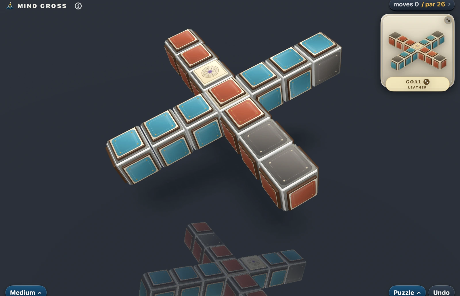 Medium gameplay view using contrasting leather colors