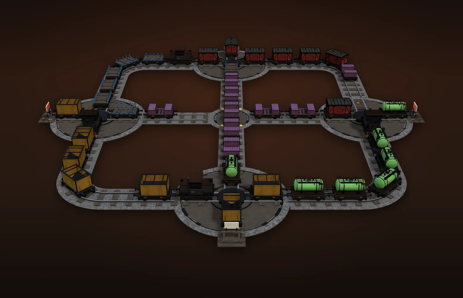 The TurnRake center table lined up so a road runs straight through the middle of the yard