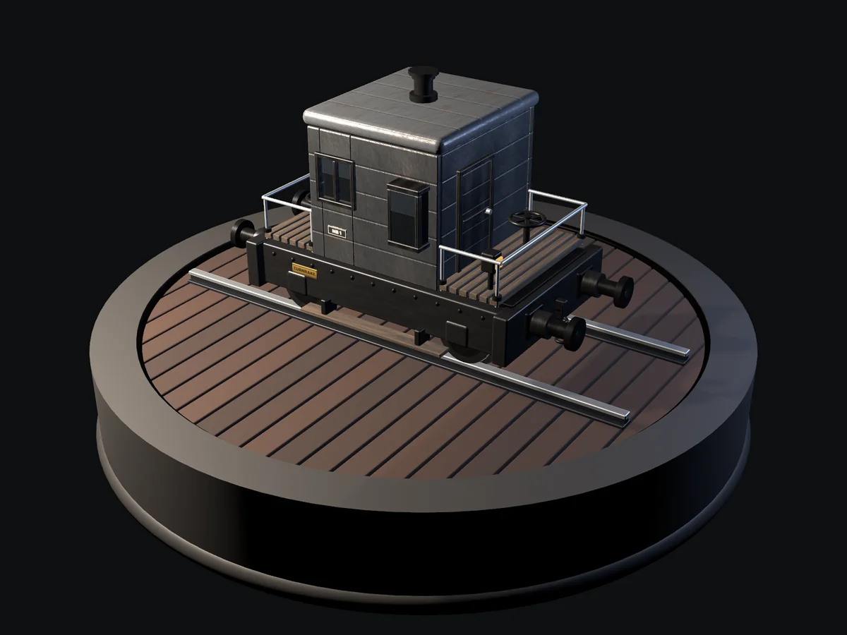 The TurnRake brake van on the inspection turntable