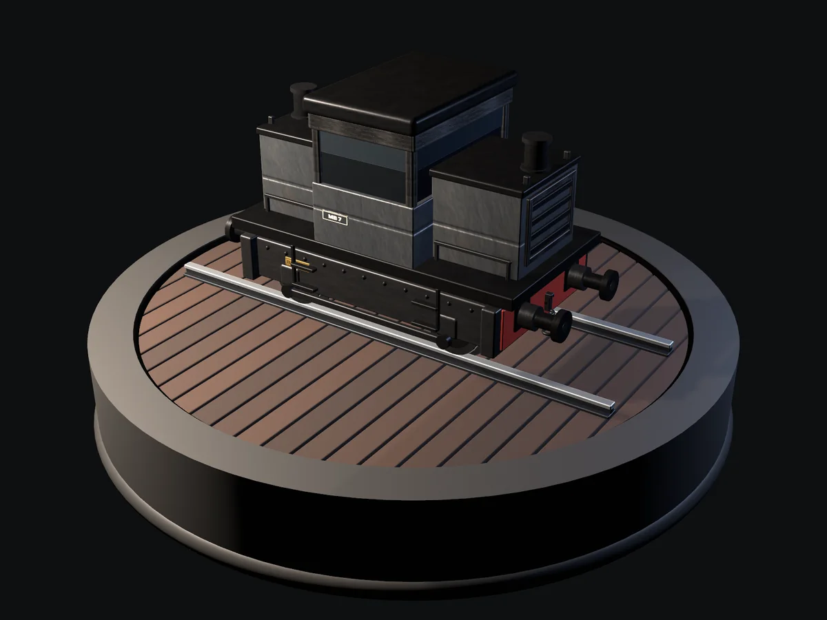 The TurnRake shunting engine on the inspection turntable