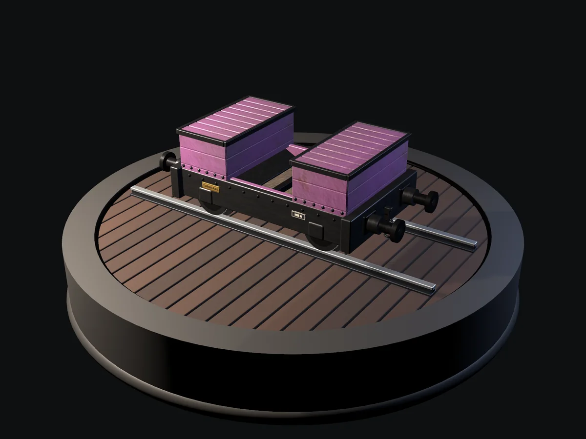 The TurnRake well wagon on the inspection turntable